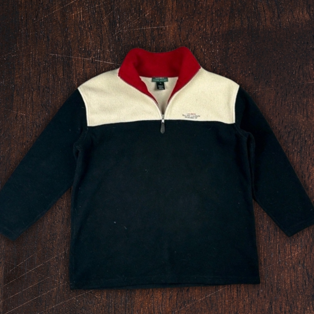 Lauren Ralph Lauren Fleece Quarter Zip Pullover Colorblock Men's Size Large